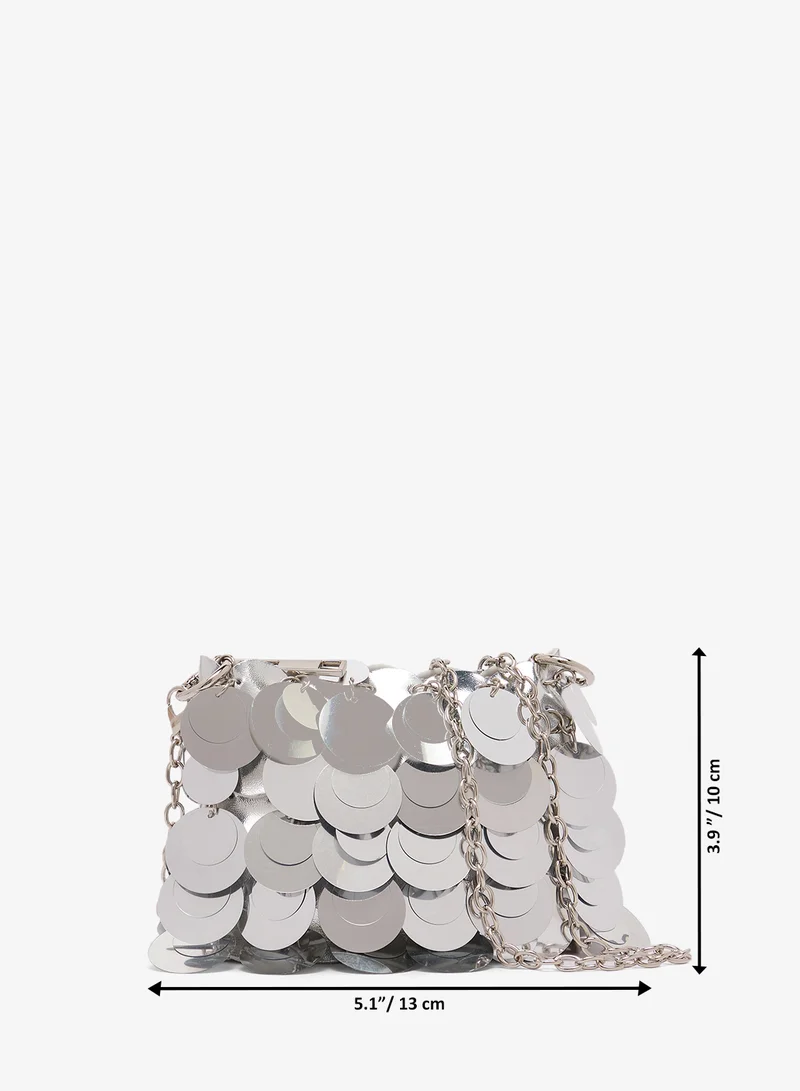 Ella Limited Edition Silver sequin embellished detail clutch for Women | Best Price UAE